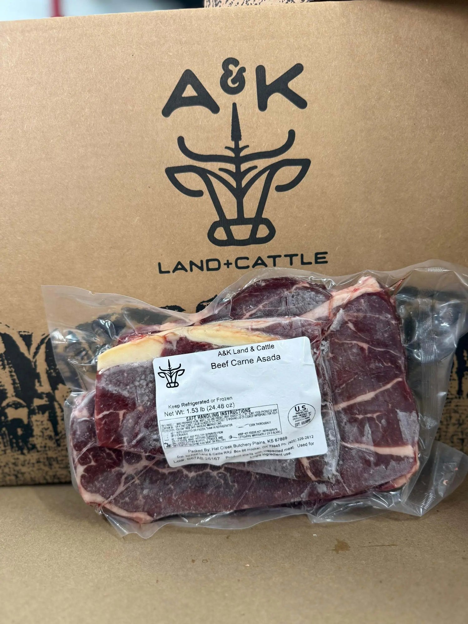 A&K Land & Cattle – Ribeye Steak, Oklahoma farm-raised dry-aged beef, shipped frozen nationwide.