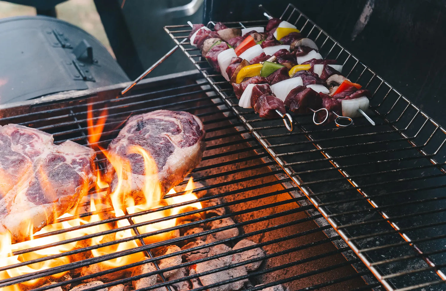 beef on live grill
