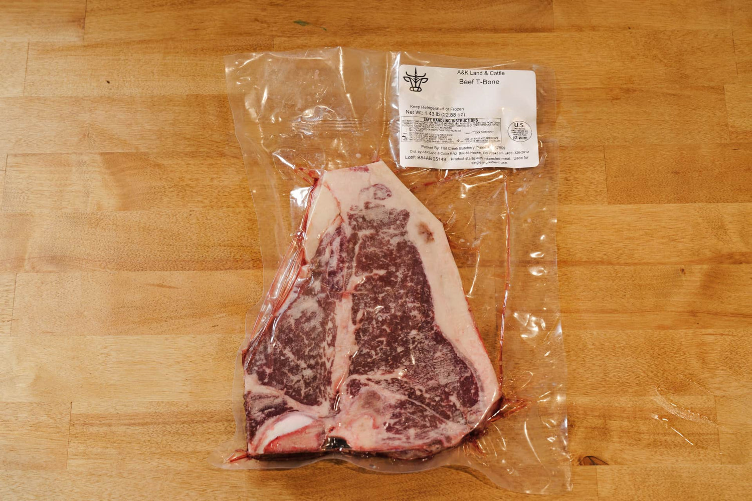 T-Bone Steak – 1 steak (Avg. 1.7–1.9 lbs)