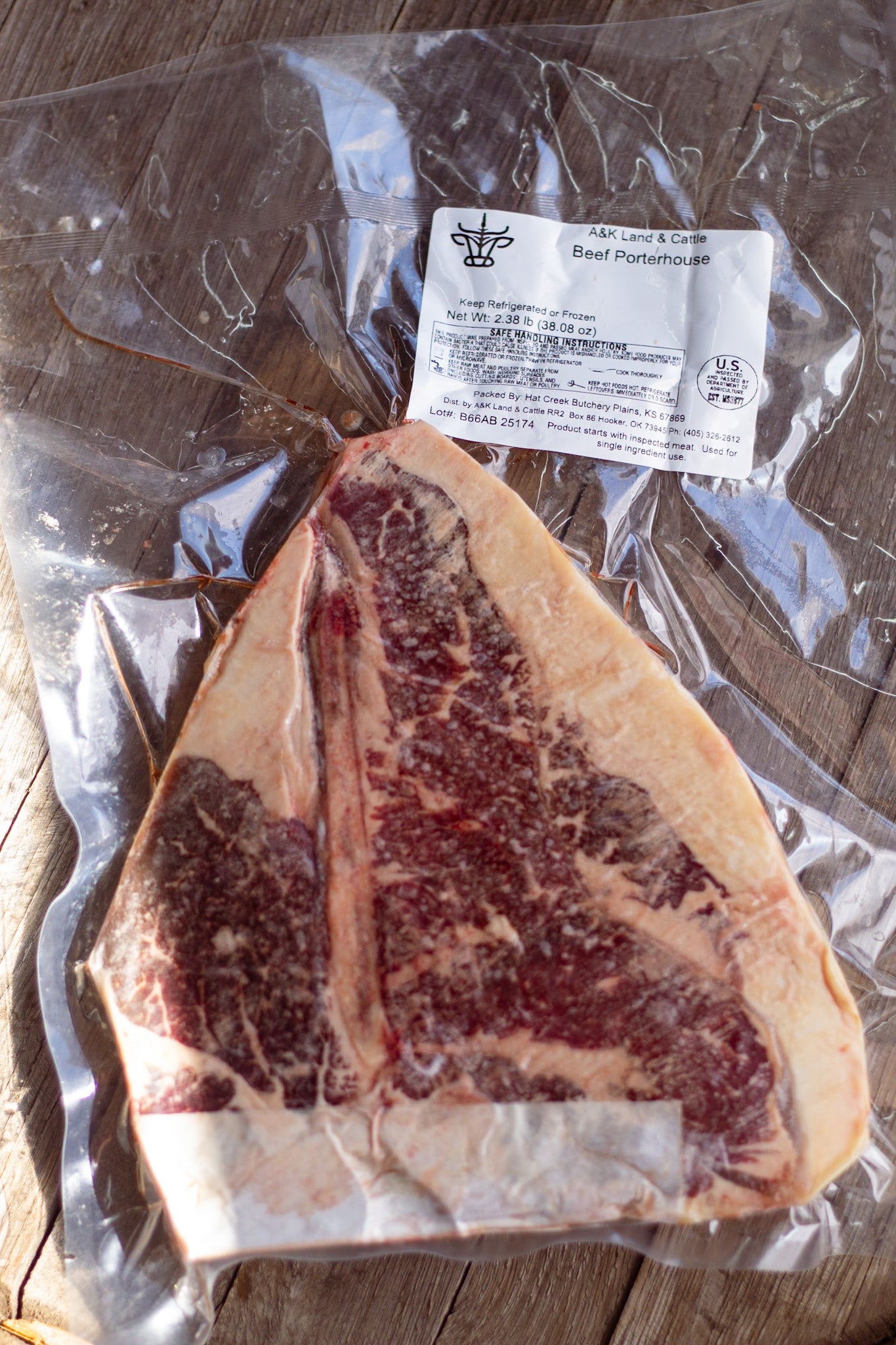 Porterhouse Steak – 1 steak (Avg. 2.0–2.4 lbs)
