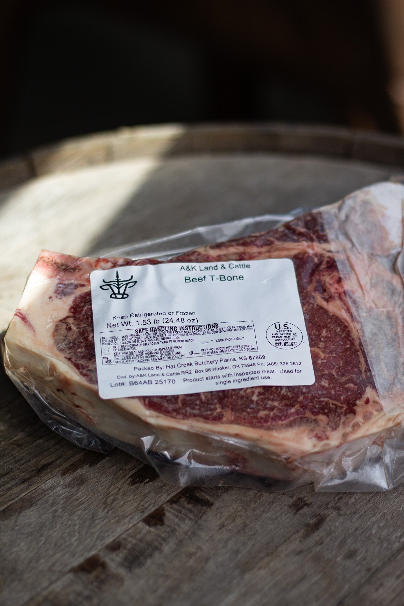 T-Bone Steak – 1 steak (Avg. 1.7–1.9 lbs)