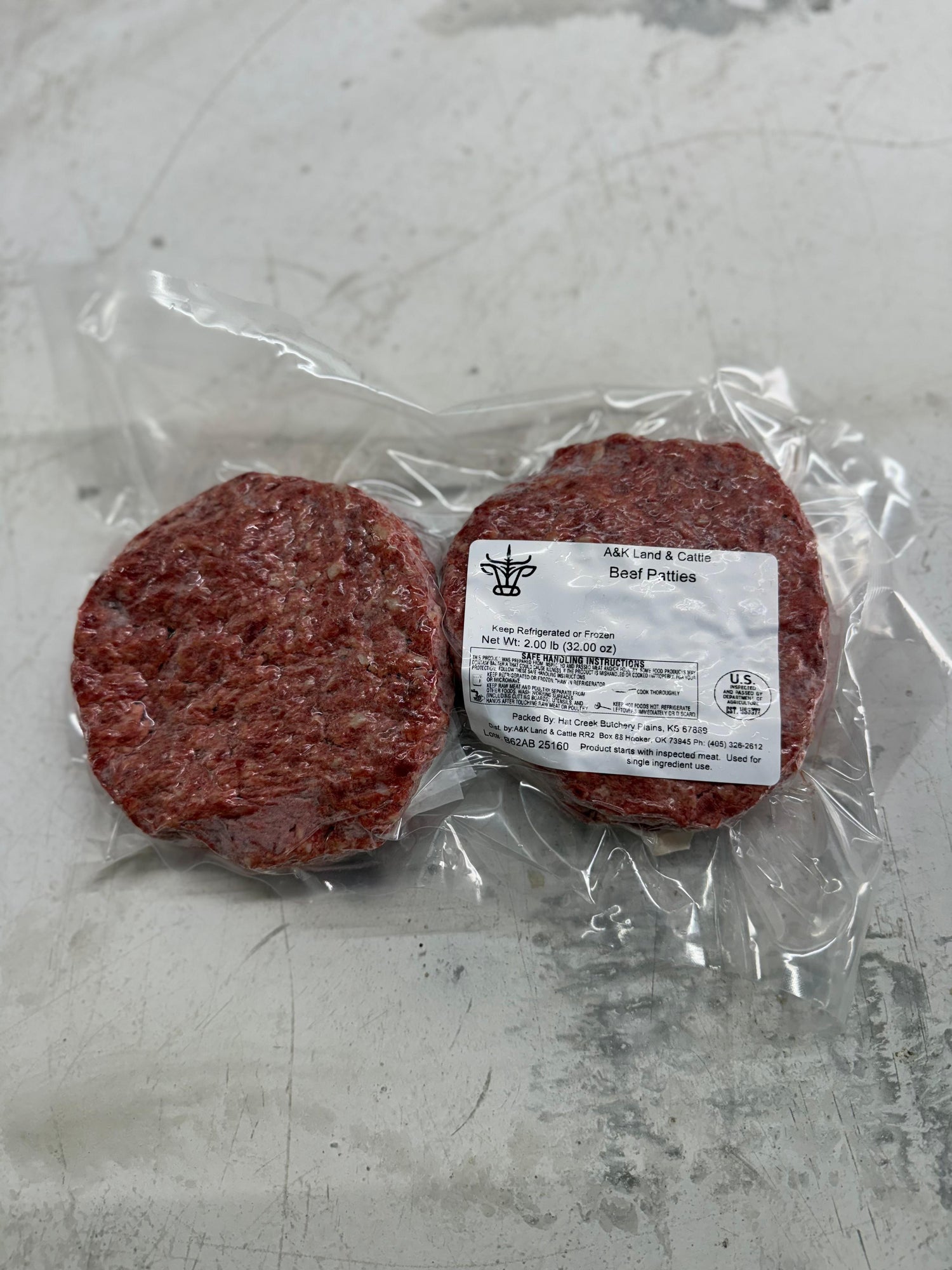 Beef Patties – 4 × ½-lb patties (2 lbs total)